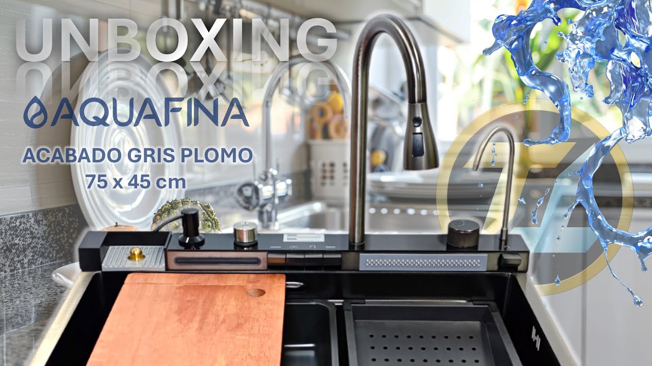 Fregadero Moderno con Nano Tecnología Multifuncional de Acero Inoxidable Aquafina 75 x 45 cm