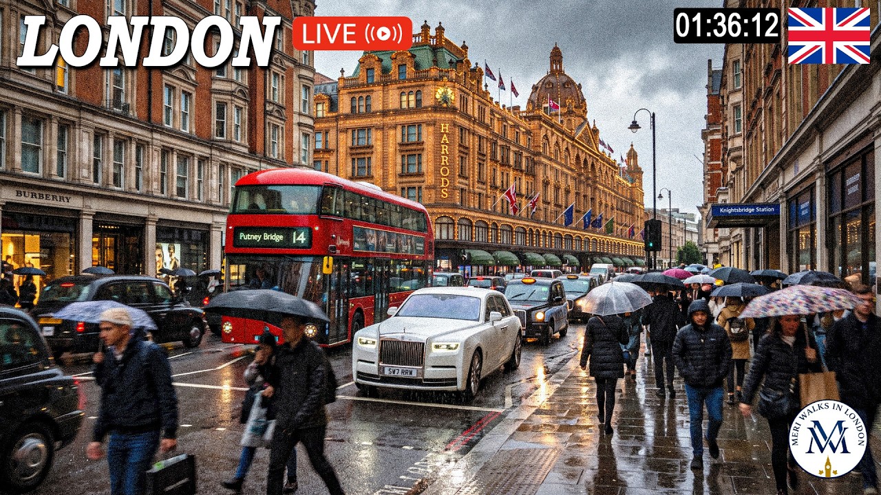 🔴🇬🇧 LIVE LONDON WALK 🌧️ Rainy Day Walk in London's Richest Neighborhoods and Famous Tourist Spots