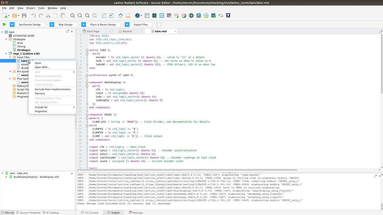 How to set the top module and enable VHDL-2008 in Lattice Radiant