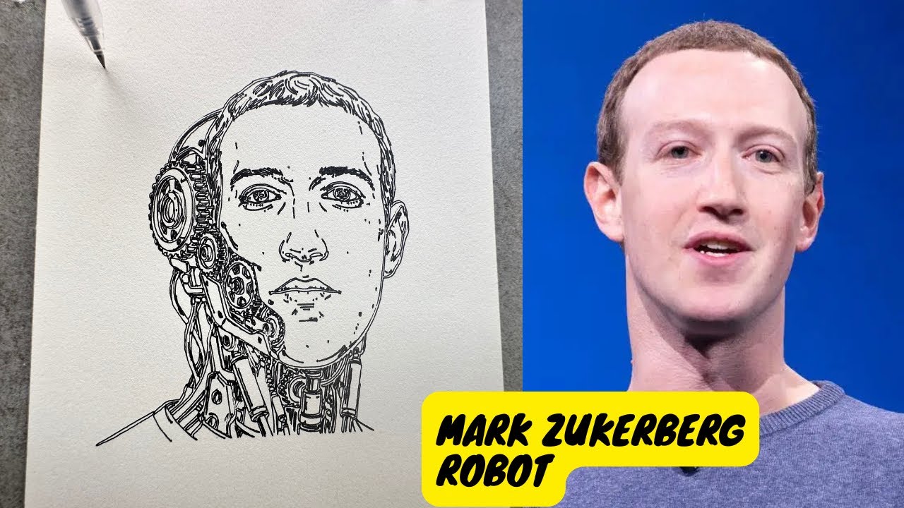 Mark Zuckerberg Robot Cyborg | Satisfying Drawing Timelapse | Machine Sketch