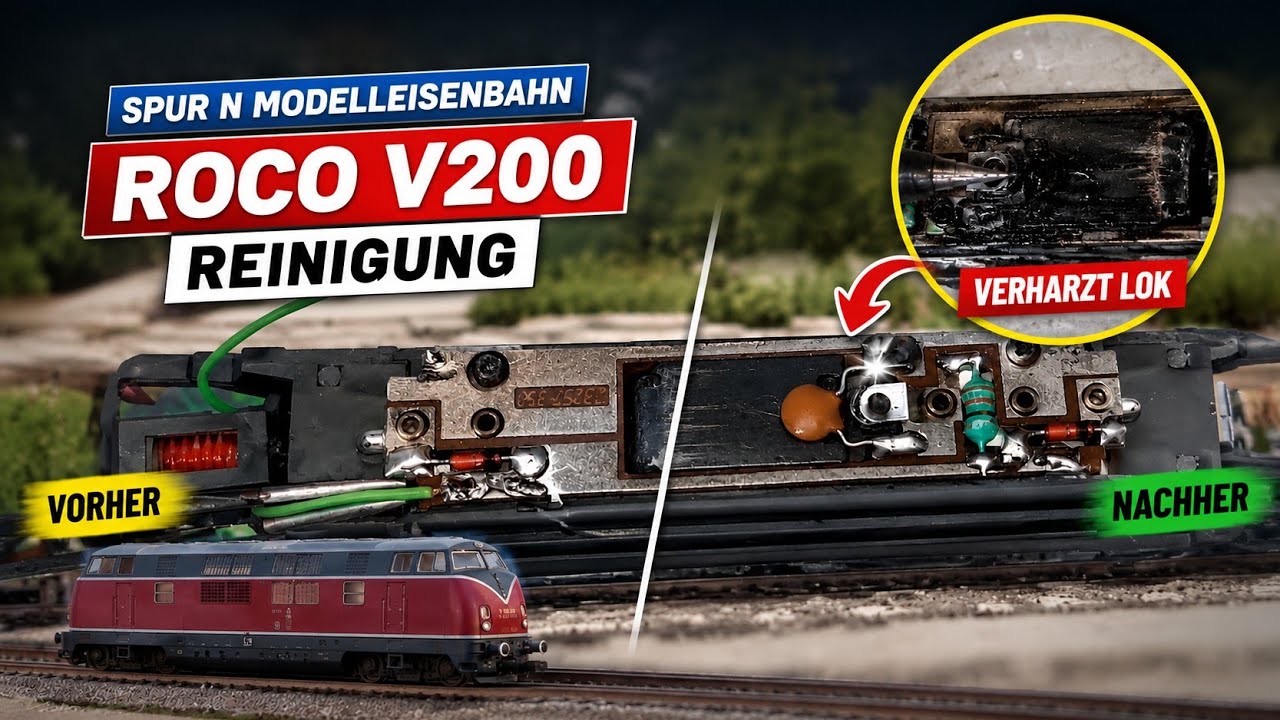 Reinigung einer ROCO V200 Diesellok Modelleisenbahn Spur N