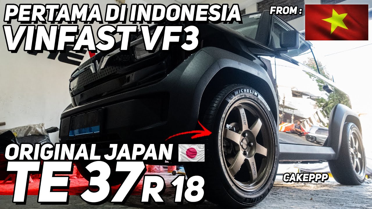 BARU DATANG VINFAST VF3 LANGSUNG DIPASANG VELG TE 37 DENGAN PROFIL BAN 225/50 R 18, CAKEPP GAISSS