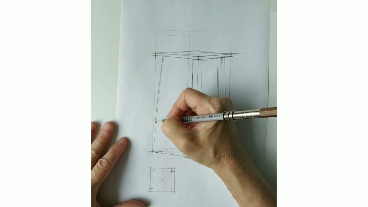 Рисуем табуретку карандашом.