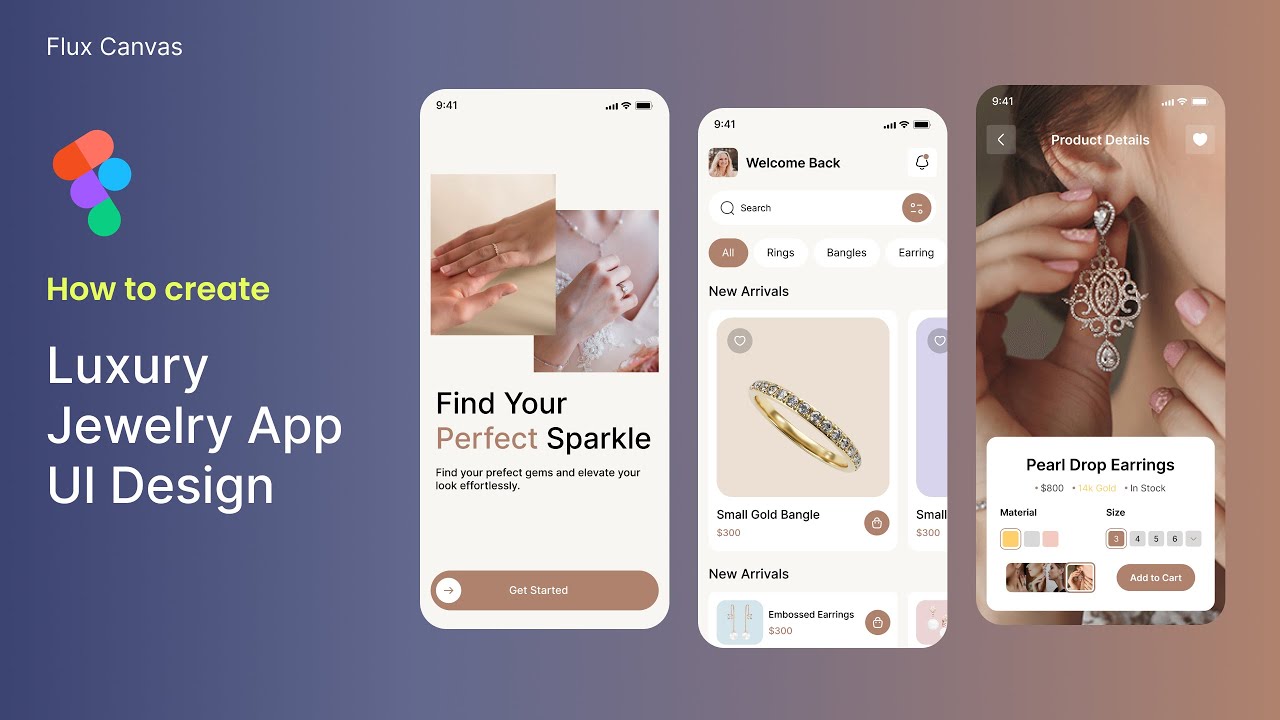 Design a Luxury Jewelry App UI in Figma | Elegant UI/UX Prototyping Tutorial 💎✨