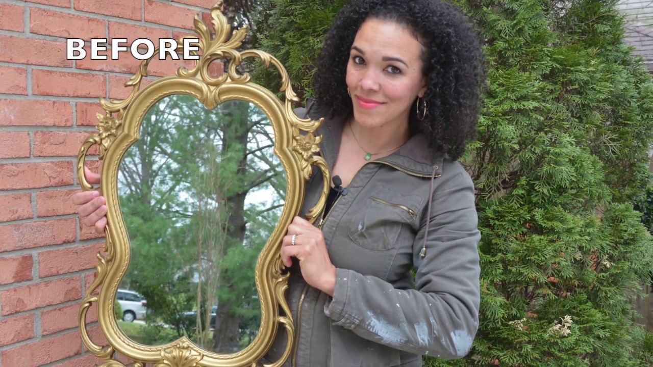 DIY Painted Mirror and Stenciled Wooden Journal With Metallic Paint! - Thrift Diving