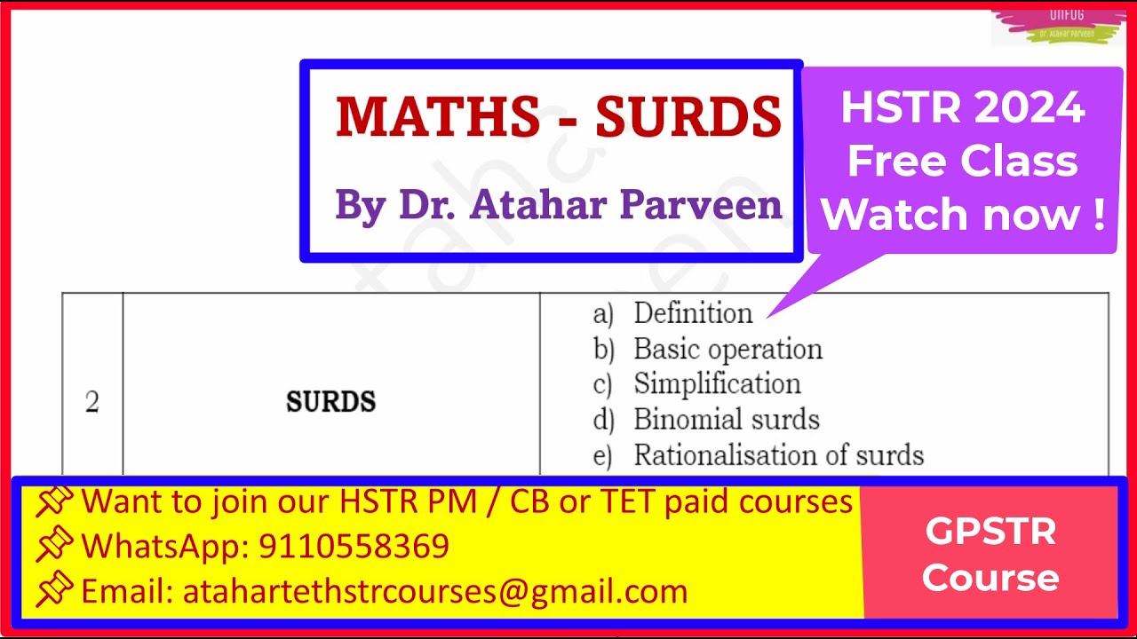 hstr_Surds_ ಕರಣಿಗಳು _maths_class in 1 shot #hstr2024 prepare #hstr_physics_maths #freeclassesforhstr