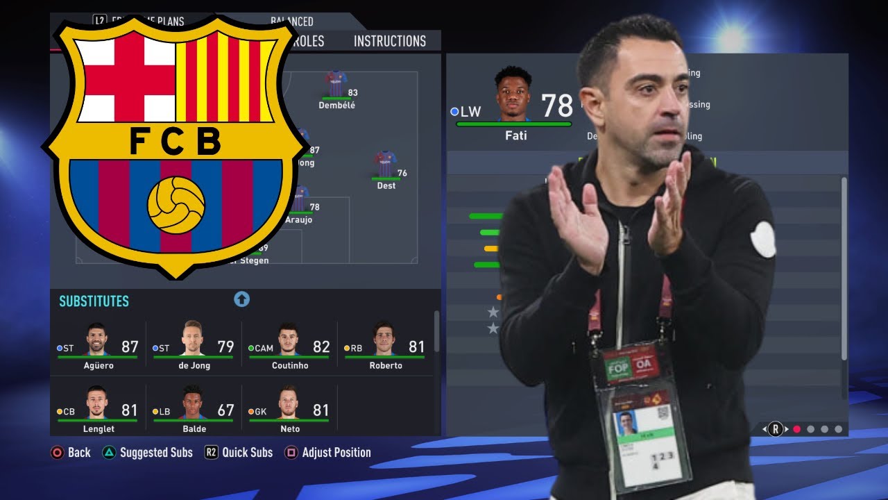 FIFA 22-BARCELONA TIKI TAKA CUSTOM TACTICS XAVI HERNANDEZ INSTRUCTIONS