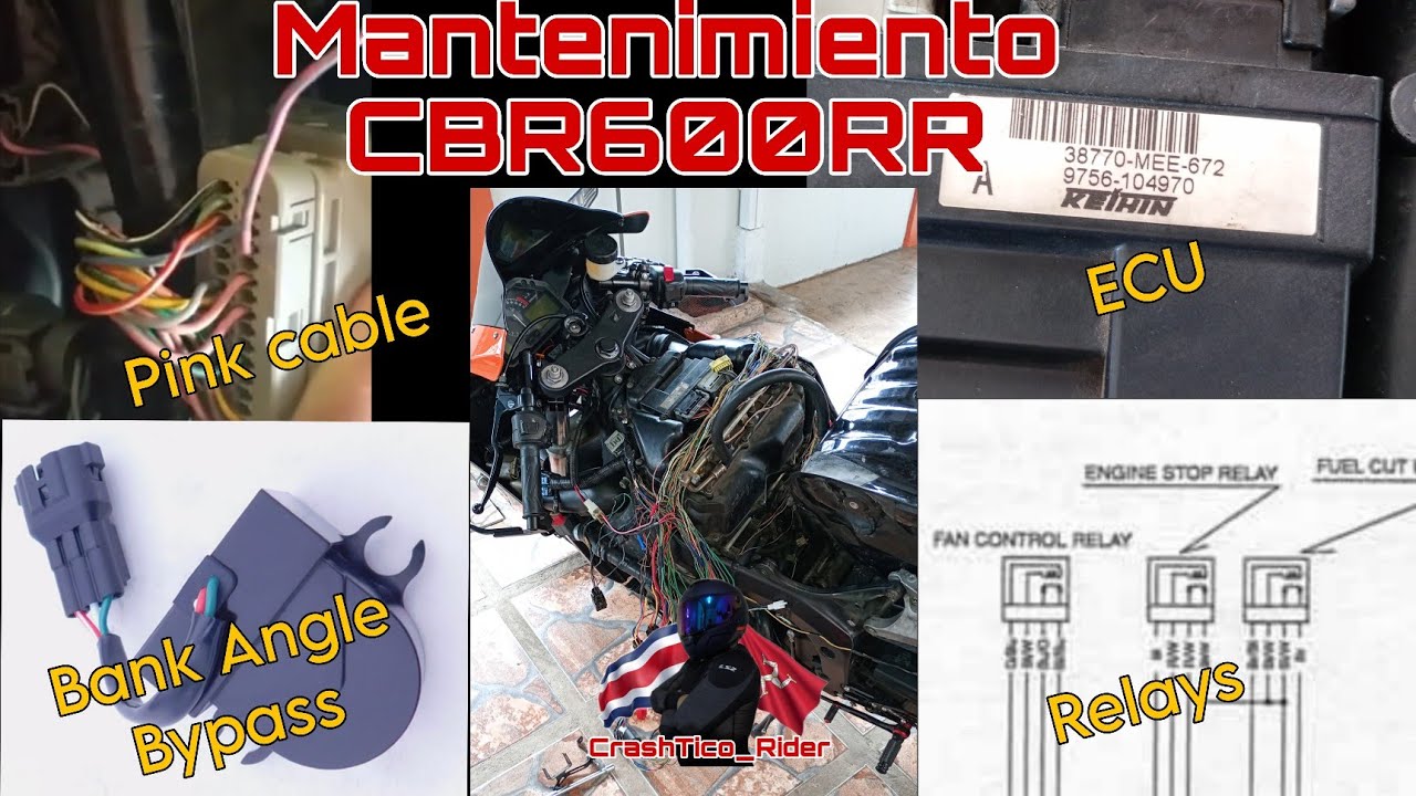 Mantenimiento CBR600RR Sensor inclinacion Cable rosa ECU Fuel cut relay
