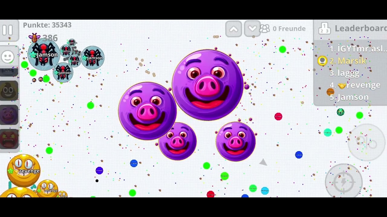 Agar.io Mobile Gameplay from February 21, 2026, with sophisticated Smileys