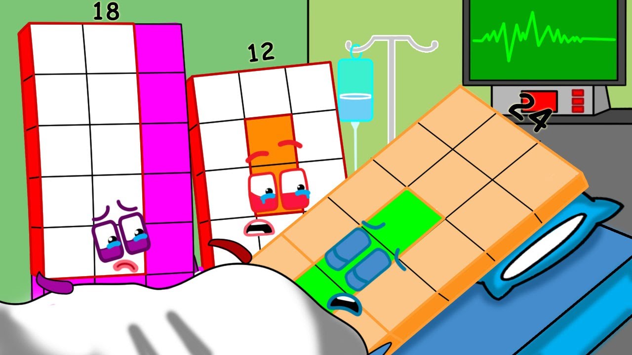 Numberblocks 24 заболел || Numberblocks 12 18 грустит — фан-раскраска Numberblocks