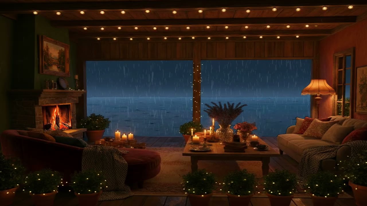 Rainy Night at the Lakehouse | Vintage European Ambience | Relaxing Rain Sound & Piano for Insomnia