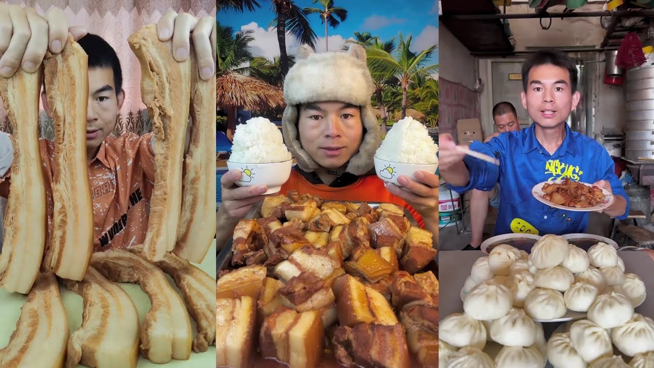 Yummy #91 : Eat roll belly braised pork belly 😋😋 #mukbang #food #porkbelly #eatingshow