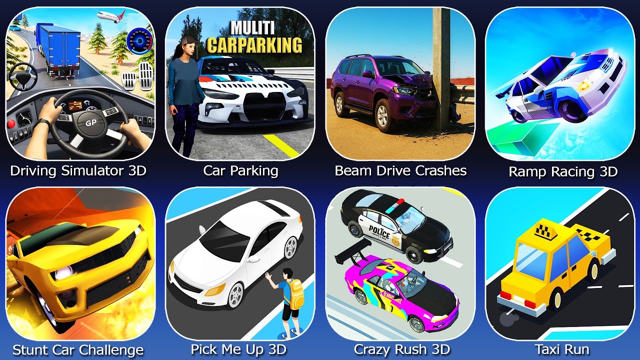 Stunt Car Challenge,Ramp Racing 3D,Taxi Run,Crazy Rush 3D,Car Parking,Driving Simulator 3D,BeamDrive
