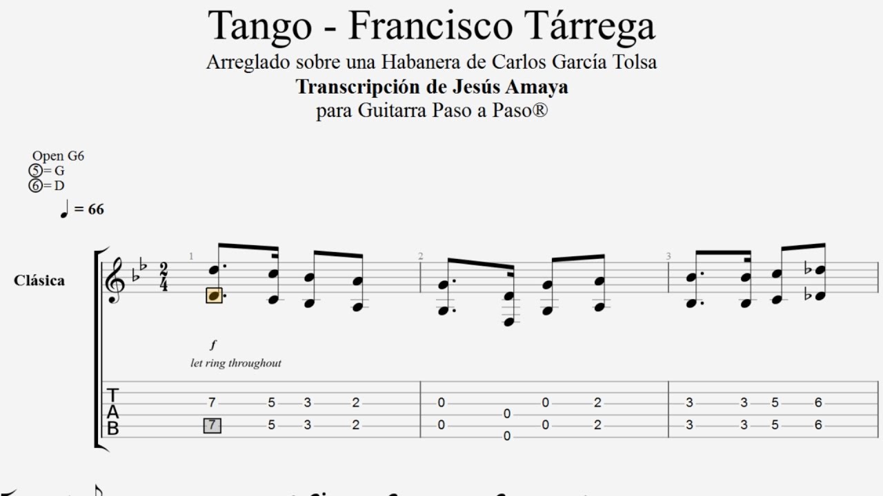 Tango (Habanera) - Tárrega - Tablatura por Jesús Amaya...