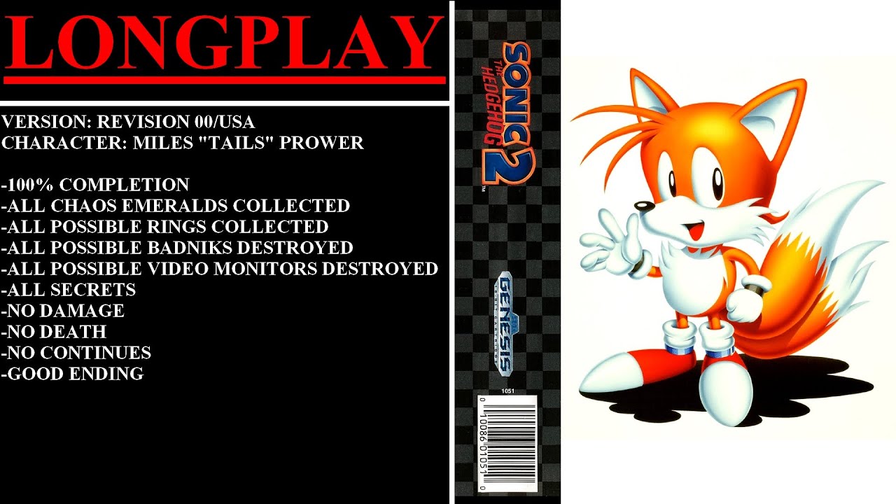 Sonic the Hedgehog 2 [Rev 00/USA] (Sega Genesis) - (Longplay - Tails Alone | 100% Completion)