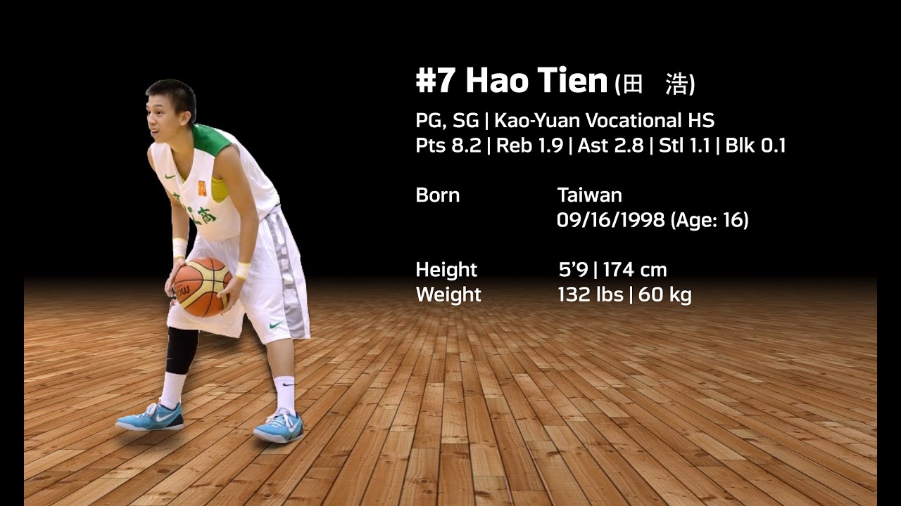 #7 Hao Tien(田 浩) | 高苑工商 | 5'9 (174cm) | 132 lbs (60kg) | PG/SG | Age:16