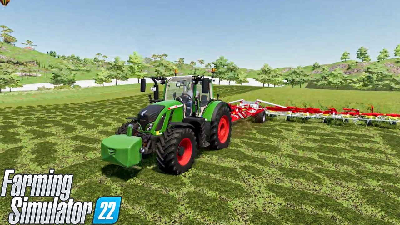 Drying Grass with Tedder | Animals on Haut-Beyleron | Farming Simulator 22