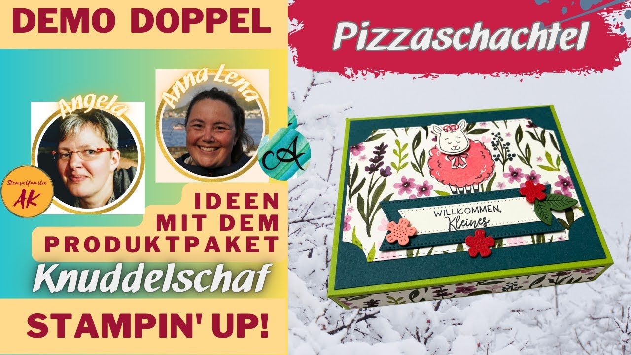 große rechteckige Pizzaschachtel - mit dem Knuddelschaf von Stampin' UP!