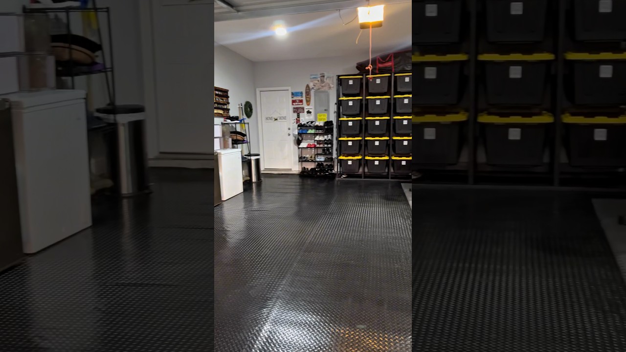 GARAGE DECLUTTER| AMAZON RUBBER FLOOR MATS #youtubeshorts #amazonfinds