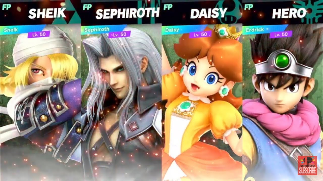 Super Smash Bros Ultimate Amiibo Fights 11pm Finals Sheik v Sephiroth v Daisy v Erdrick