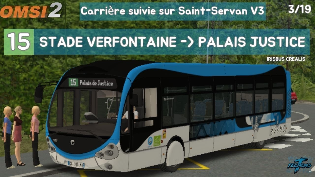 15: Stade de Verfontaine à Palais de Justice | Carrière suivie sur St-Servan V3 2/19 | OMSI 2