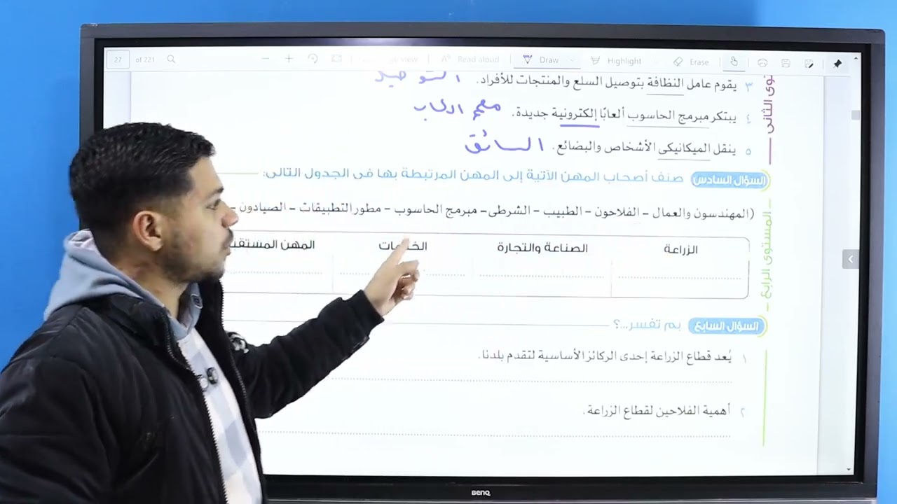 حل كتاب الاضواء دراسات || درس المهن في بلدنا || للصف الرابع الابتدائي ترم تاني 2026 