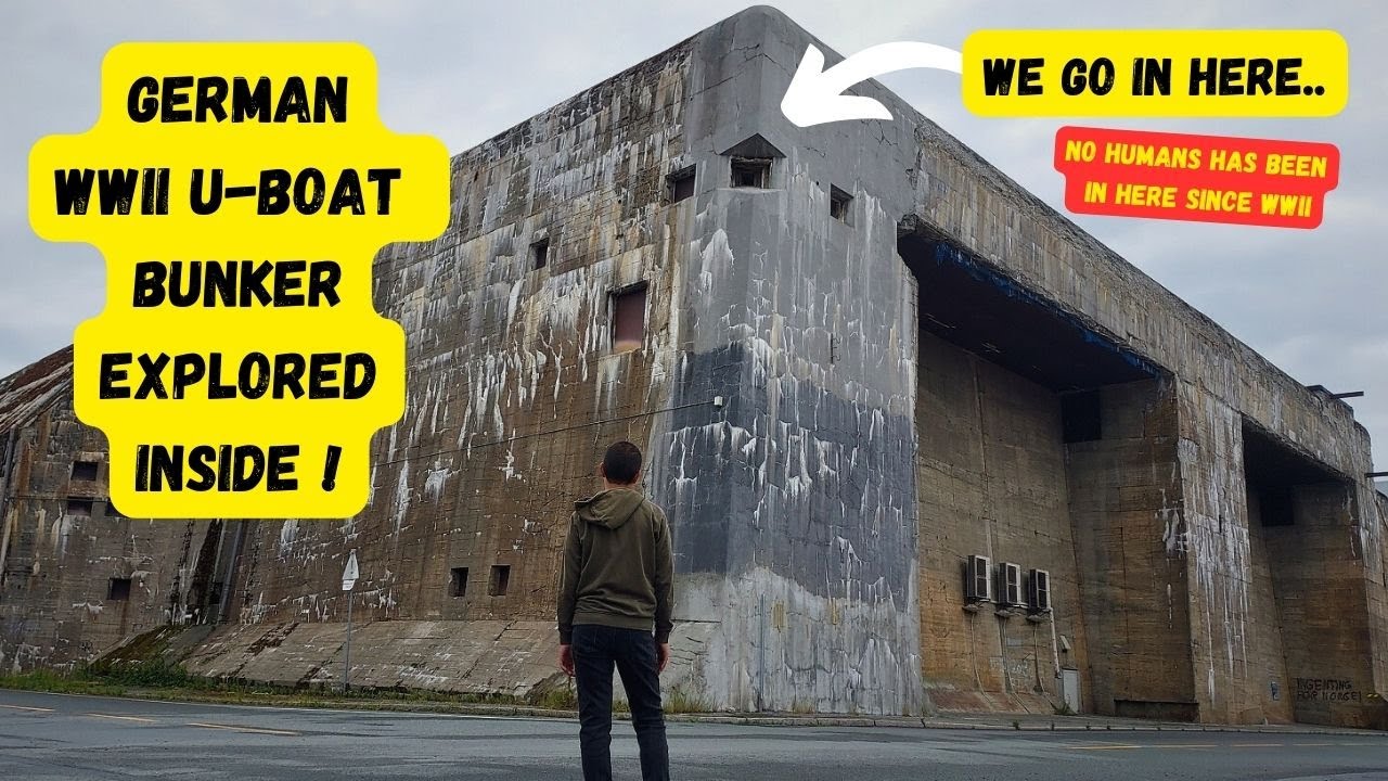German WWII U-boat pen explored. ULTRA RARE explore INSIDE the U-boat bunker.  NEVER SEEN IMAGES !