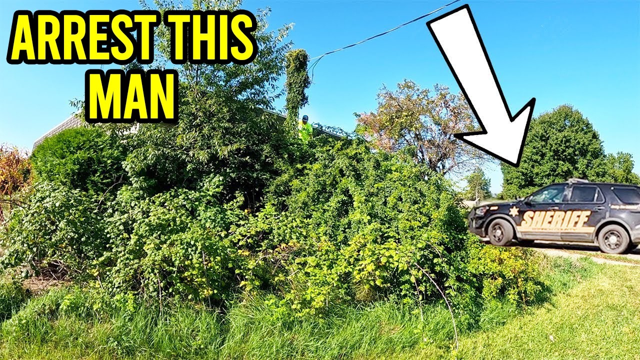 COPS PULLED UP while I was mowing this DANGEROUS Overgrown Property…