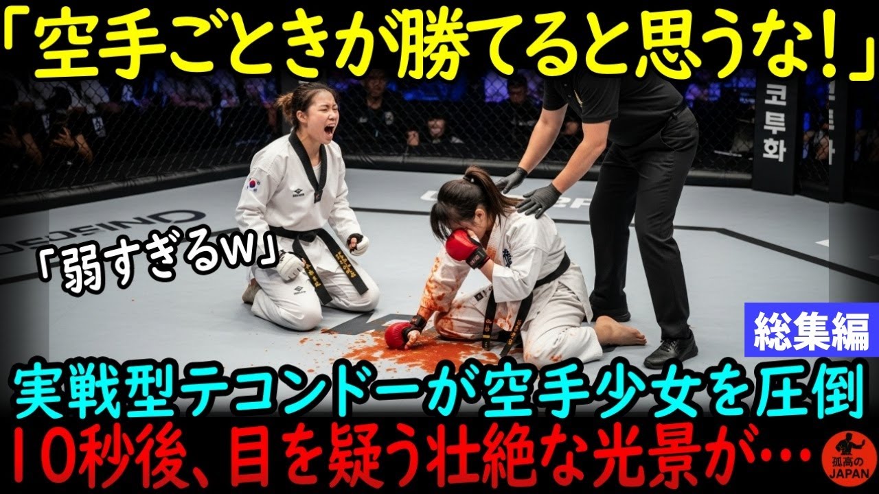 「空手ごときが勝てると思うな！」日本の空手少女が韓国女性テコンドー選手に倒れる&hellip;しかし、この直後、驚愕の展開に！【海外の反応・総集編】