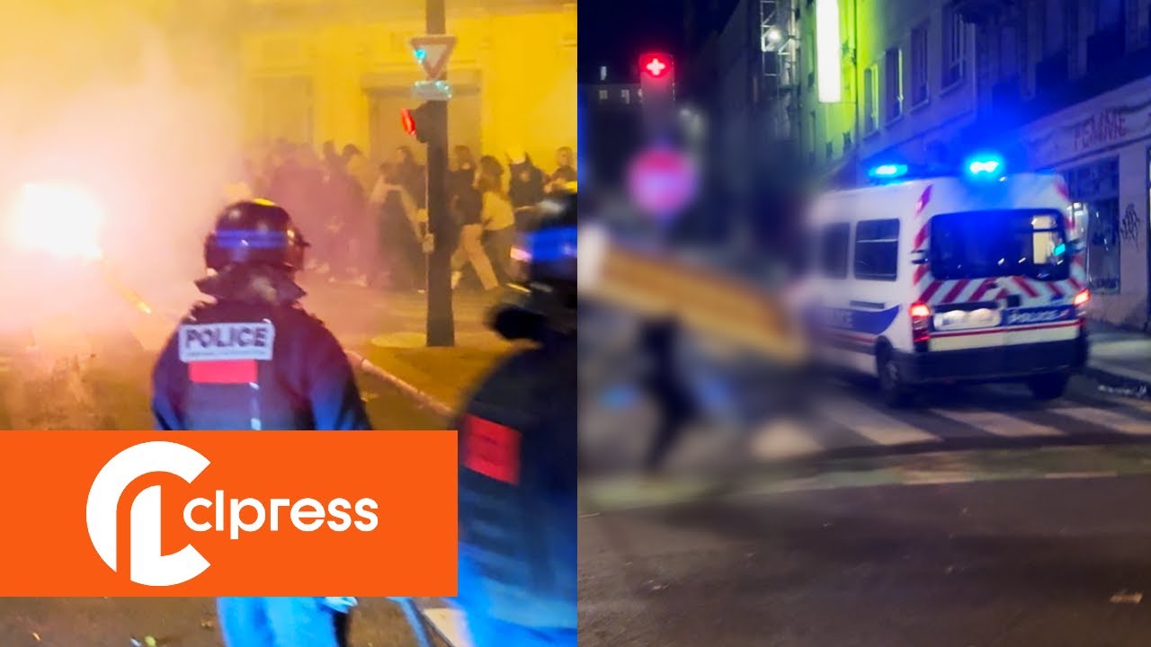 Manifestation nocturne contre le RN : des tensions (10 juin 2024, Paris, France) [4K]