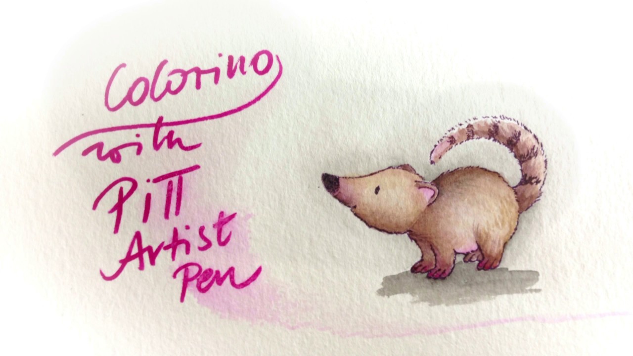 Colorieren mit Pitt Artist Pens | Nasenbär Stempel