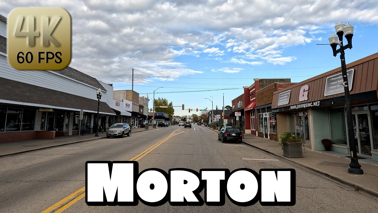 Driving Around Small Town Morton, Illinois in 4k Video