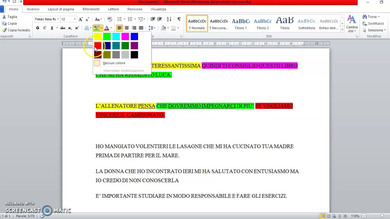 Correzione analisi del periodo