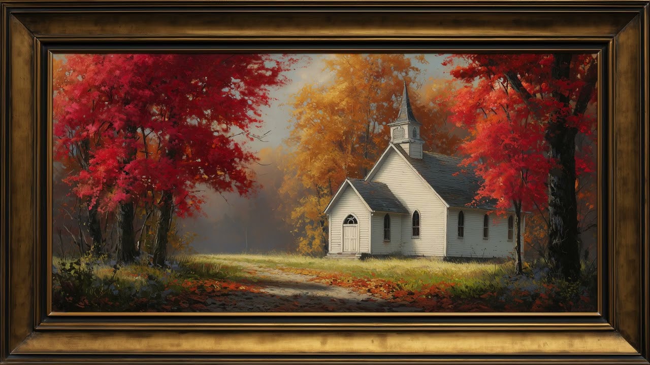 Rustic Fall Church | Framed TV Art | Ambient Screensaver for TV