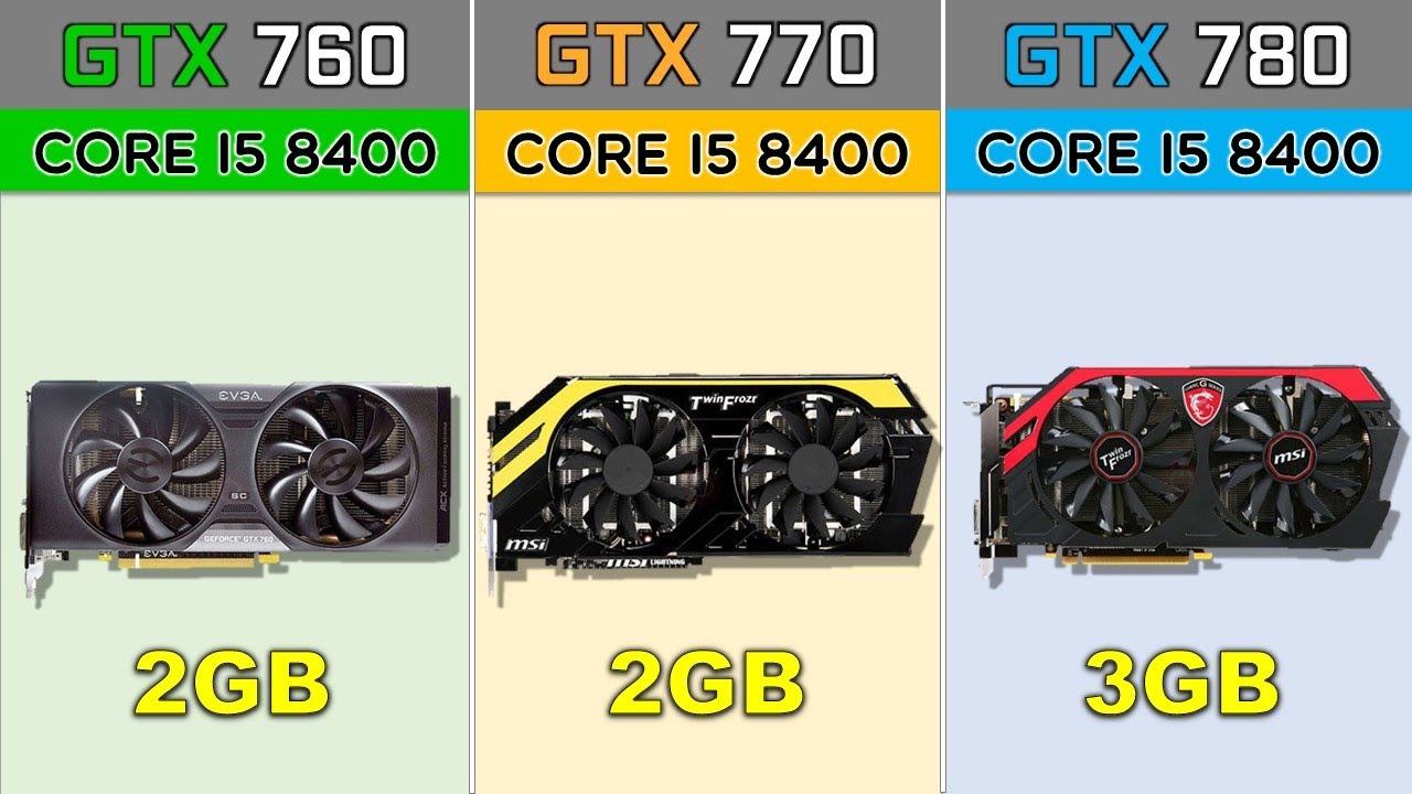 GTX 760 vs GTX 770 vs GTX 780 with Core i5 8400 2020 Games