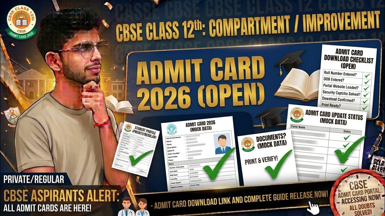 CBSE Class 12 Compartment/Improvement Admit Card 2026 | Regular & Private Students Update