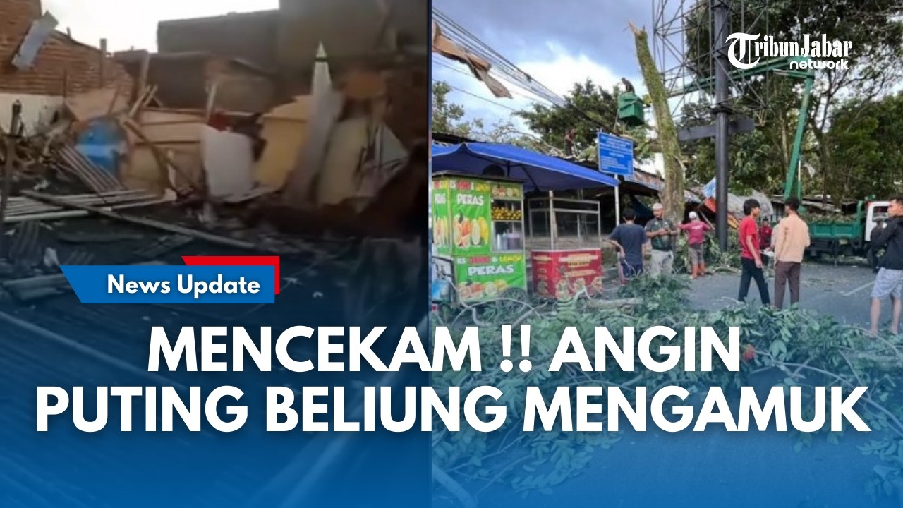 Detik-Detik Puting Beliung Hantam Cimahi, dan KBB Pohon Tumbang dan Lapak Pedagang Berantakan