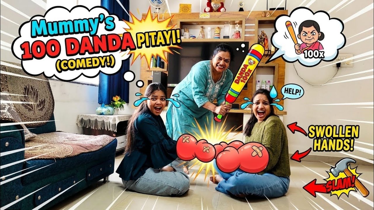 100 hand caning challenge l Dande Maare Mummy Ne 😱 Challenge l Comady funny 🤣 l Tanvar sisters vlog 
