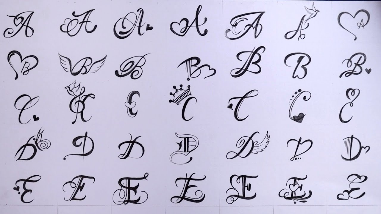 Part 2 :- A-Z letter tattoo series || letter tattoo ideas with pencil