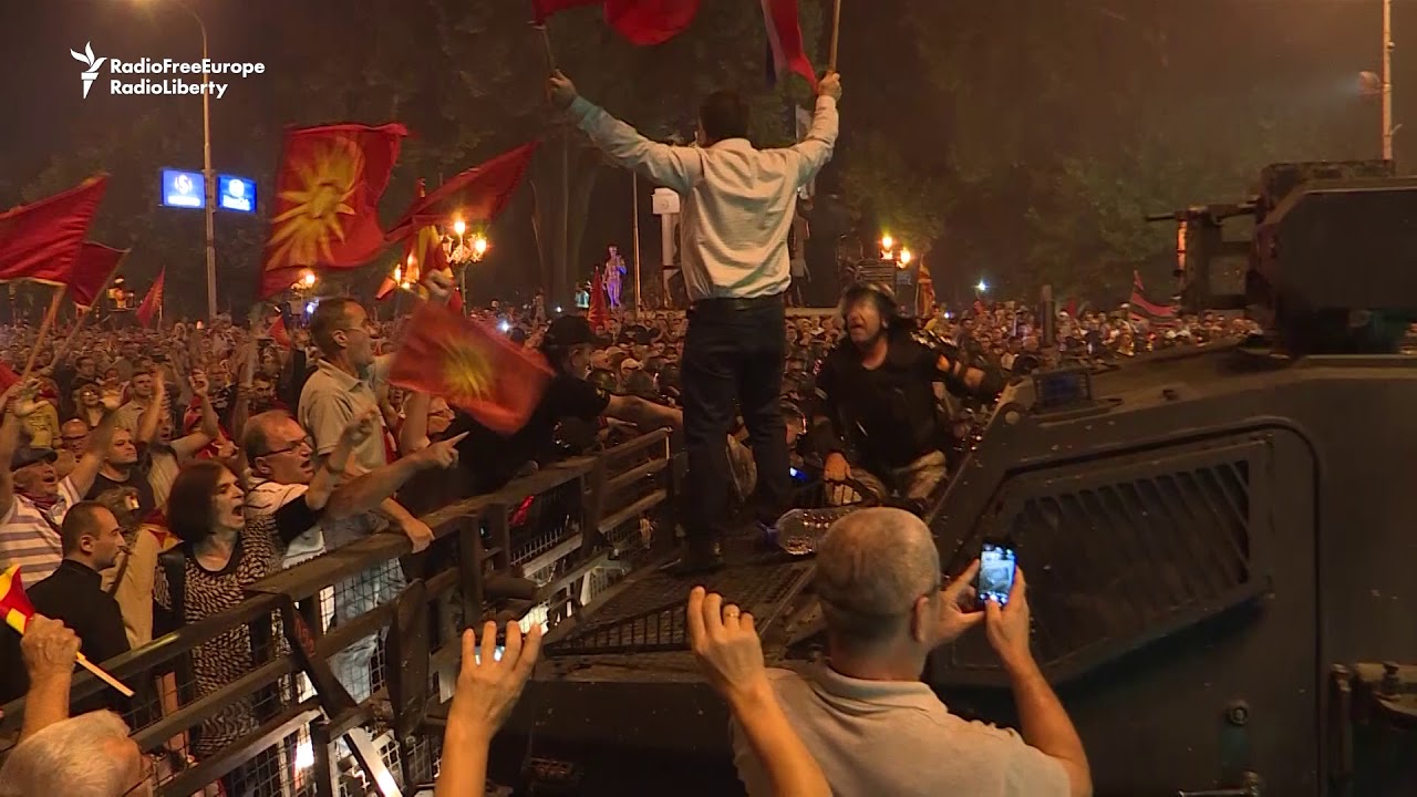 Tear Gas And Flash Grenades At Macedonia Protest