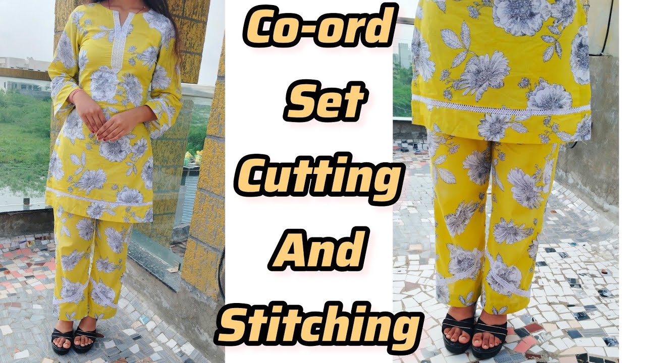 Trending co-ord set cutting and stitching | short kurti with straight pant cutting and stitching ✂️🪡