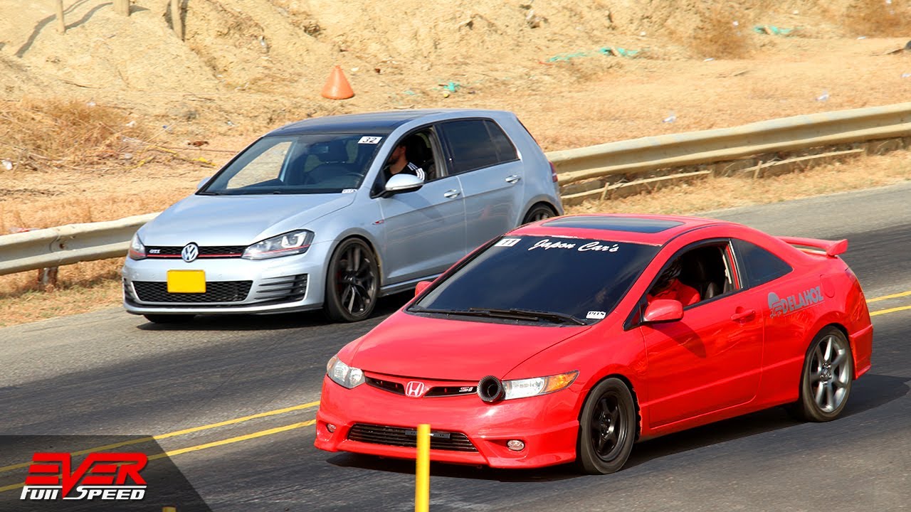 Honda Civic Si vs Volkswagen Golf GTI 🏁 5 DRAG RACING 🚦🚗🚗