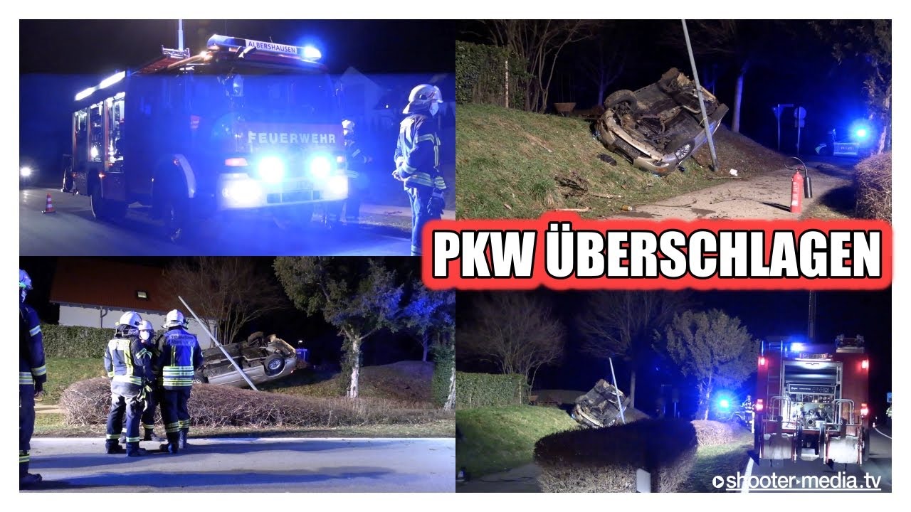 🚒 Einsatz Feuerwehr Albershausen: Zu schnell unterwegs, 18-j&auml;hriger landet auf Dach [Archivdoku]