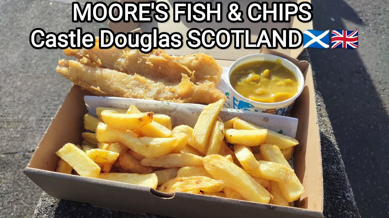 We try out MOORE'S FISH & CHIPS in CASTLE DOUGLAS, SCOTLAND. Scottish & British food.