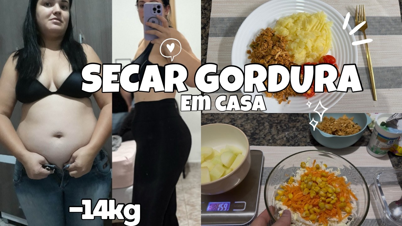 O QUE EU COMO PRA SECAR GORDURA + TREINO EM CASA (vida real)