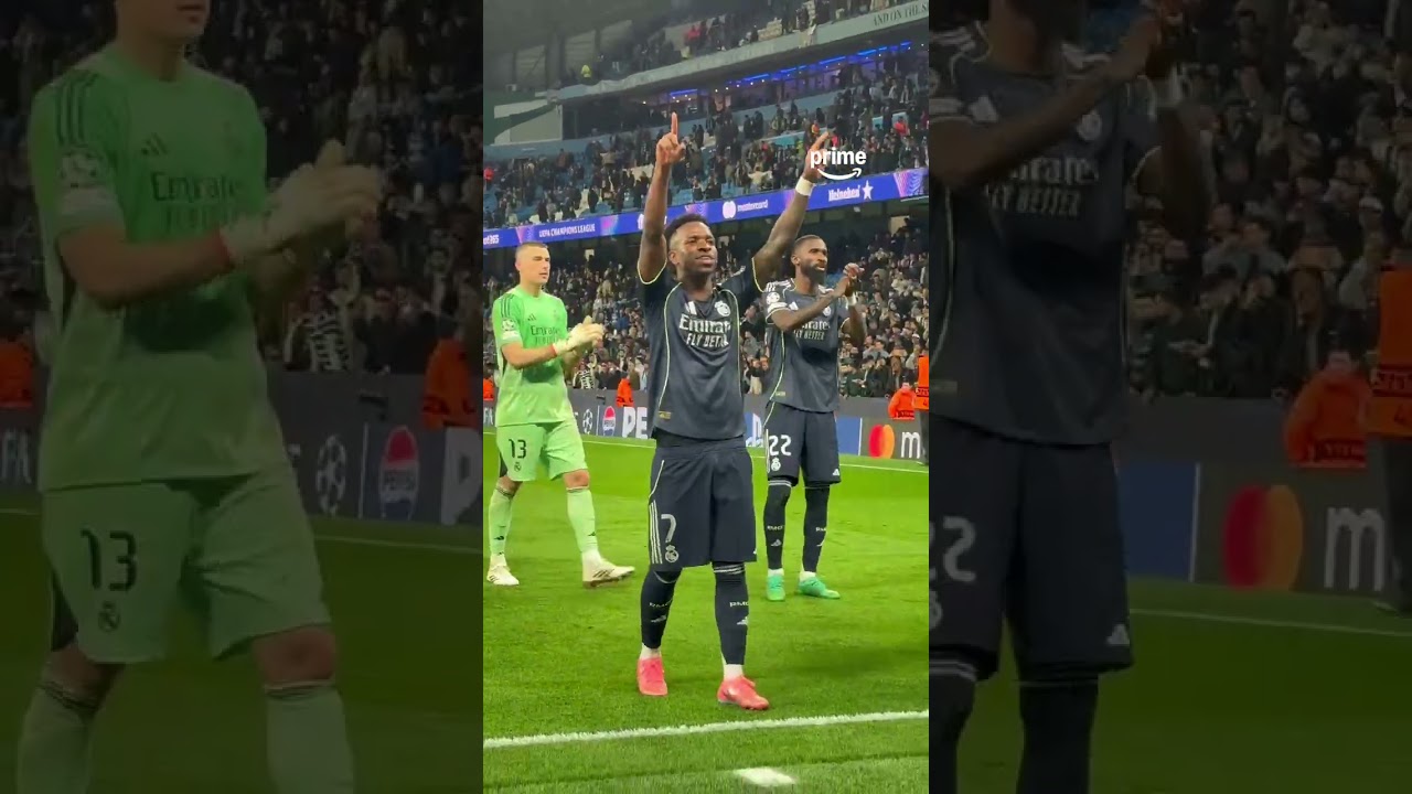 Vini Jr. CELEBRATES with Real Madrid fans after defeating Man City 🕺