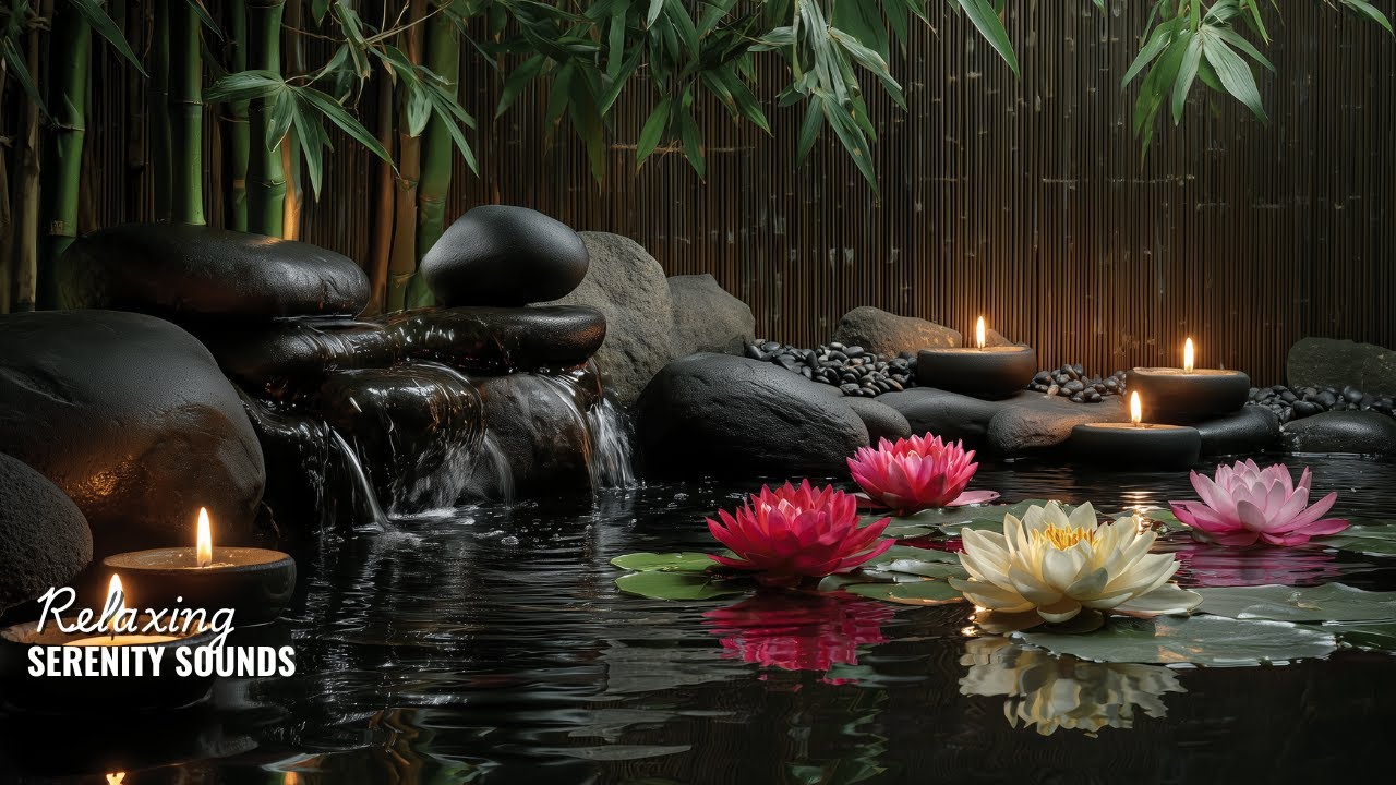 Tranquil Waters | Soft Instrumental Music with Flowing Stream and Candlelight