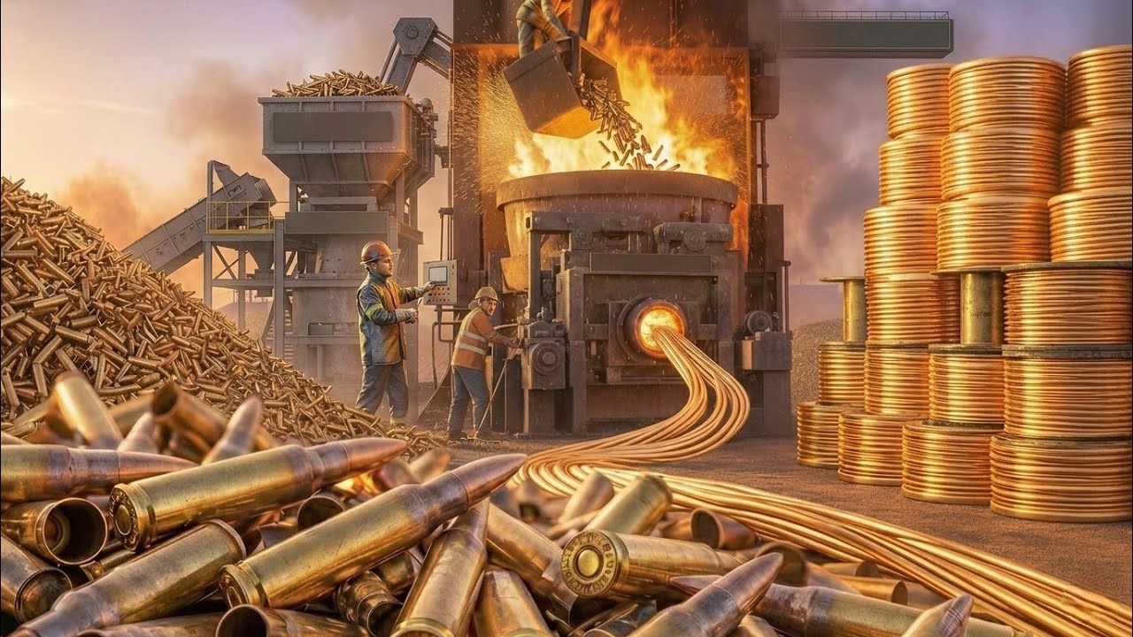 Incredible Process of Recycling Millions of Waste Bullets Shells Into New Brass Wires In Factory