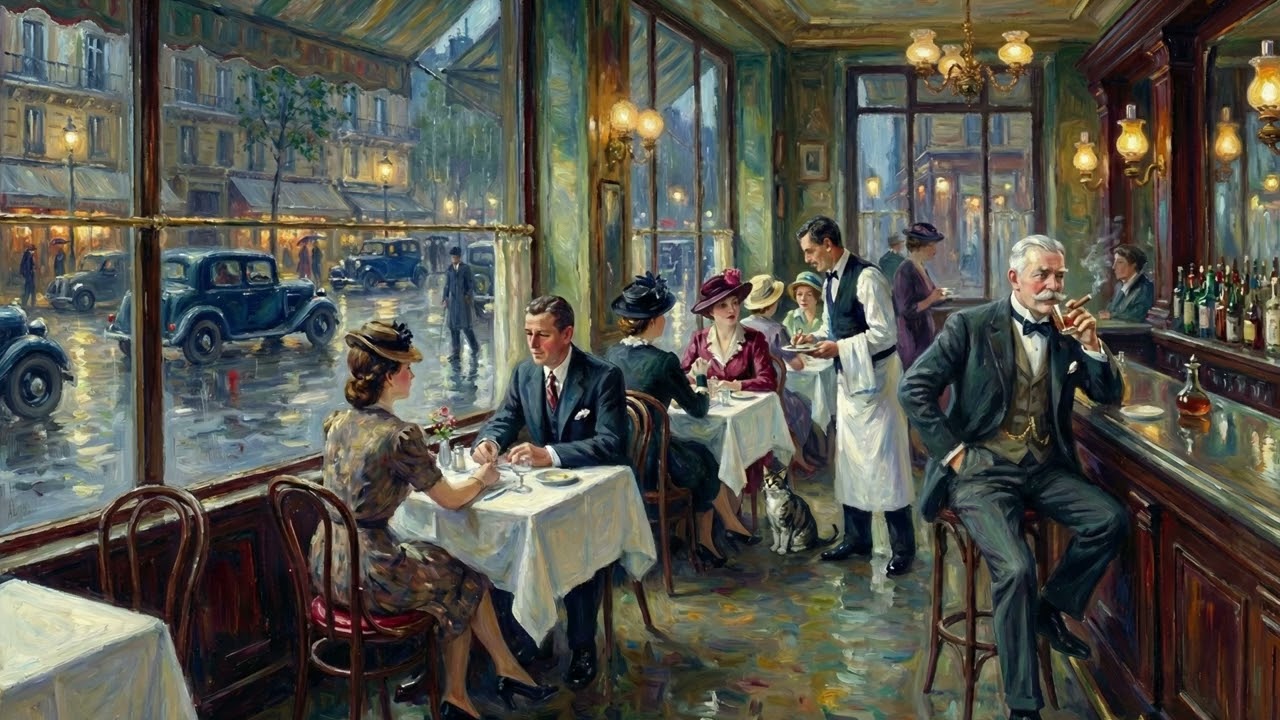 Cafe Jazz for Focus & Body Doubling | Busy, but Calm. (1940s Cafe)