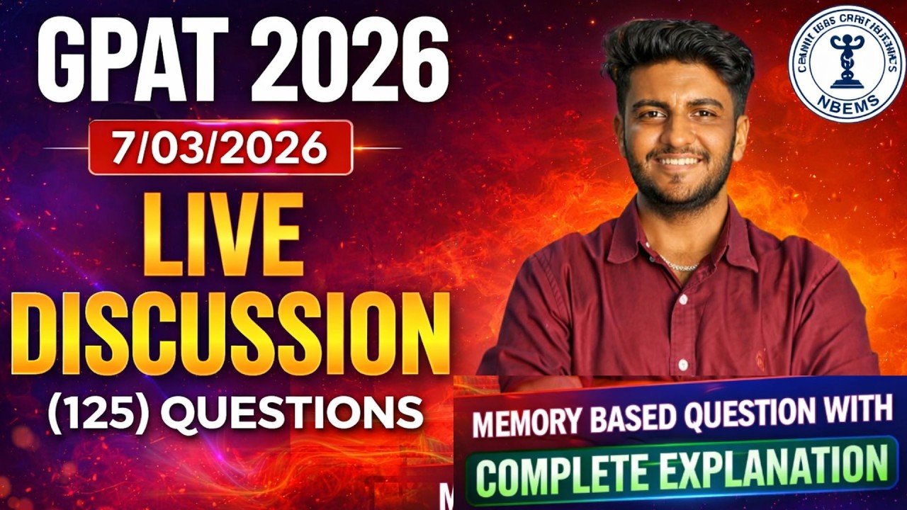 GPAT 2026 Memory Based Questions | EXPECTED CUTOFF | SAFE SCORE | DETAILED PAPER DISCUSSION | Live